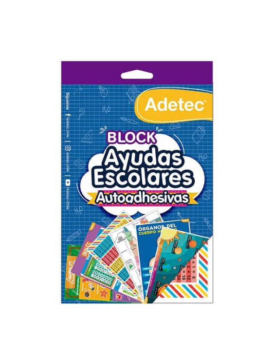 Block Ayudas Escolares Autoadhesivas Adetec