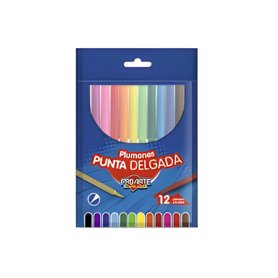 Plumón Scripto Delgado 12 Colores Proarte