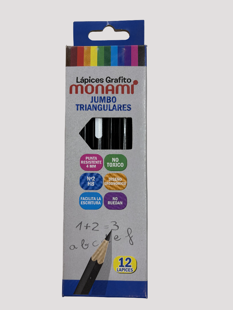 Lápiz Grafito Triangular Jumbo Nº2/Hb Monami