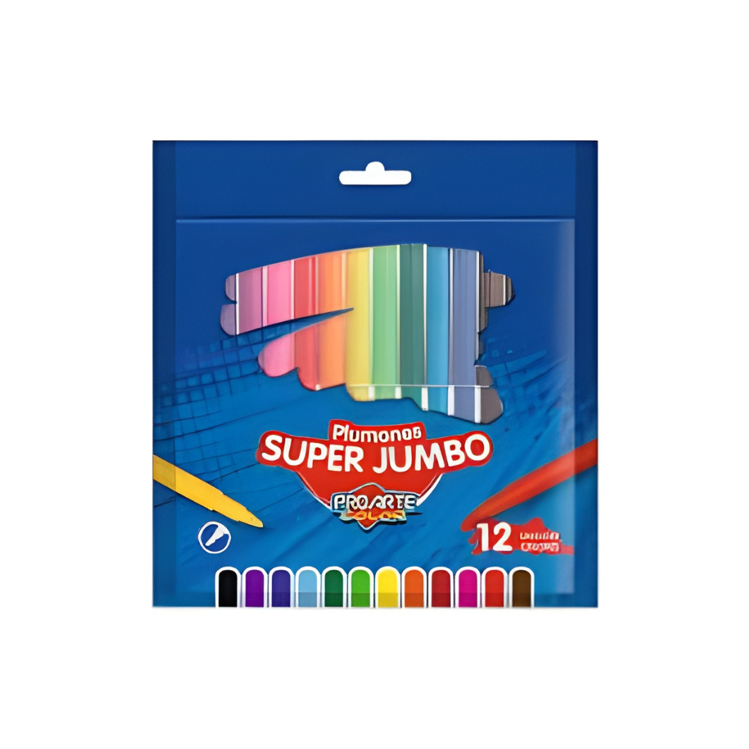 Plumón Scripto 12 Colores Jumbo Redondo Proarte