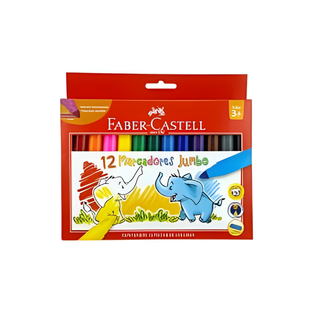 Plumón Scripto 12 Colores Redondo Jumbo Faber-Castell